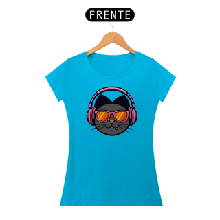Nome do produto Camisa O Gato Zin Headphone Rosa - Baby Long Classic