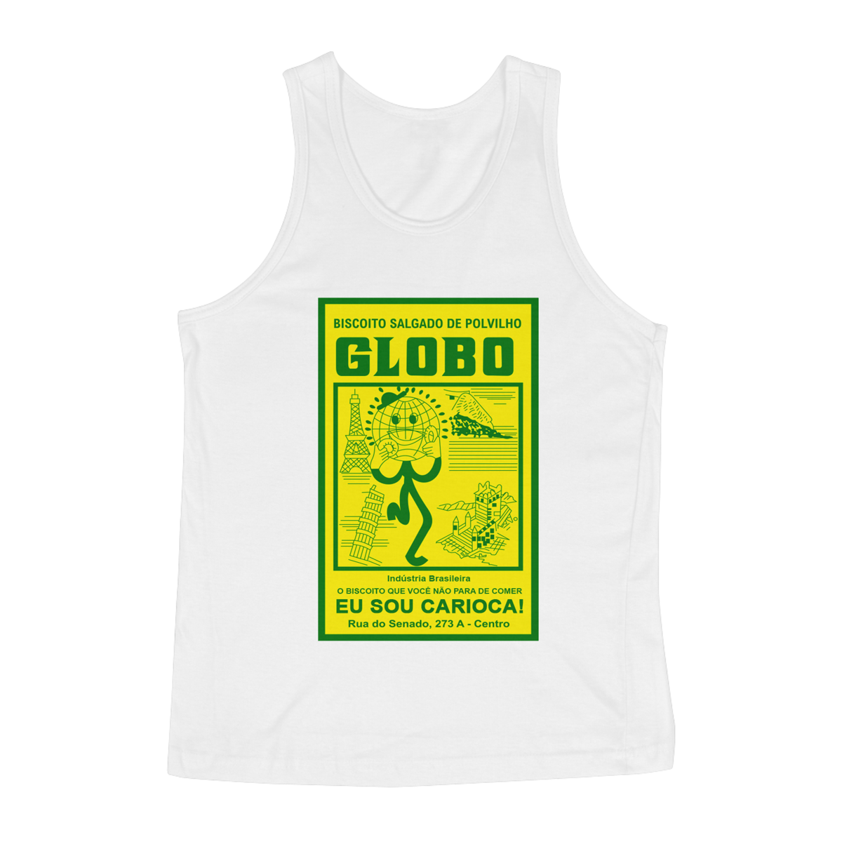 Nome do produto: Biscoito Globo / Camisa Regata Masculina Branca