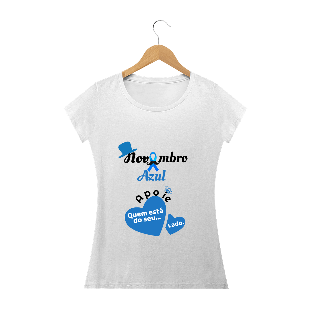 Nome do produto: Camisa FEM. Branca Novembro azul