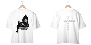 Nome do produto Camiseta Oversized Frente e Verso Lady Gaga - Mayhem Sticker + Cross