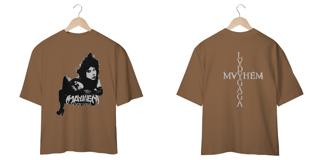 Nome do produto Camiseta Oversized Frente e Verso Lady Gaga - Mayhem Sticker + Cross