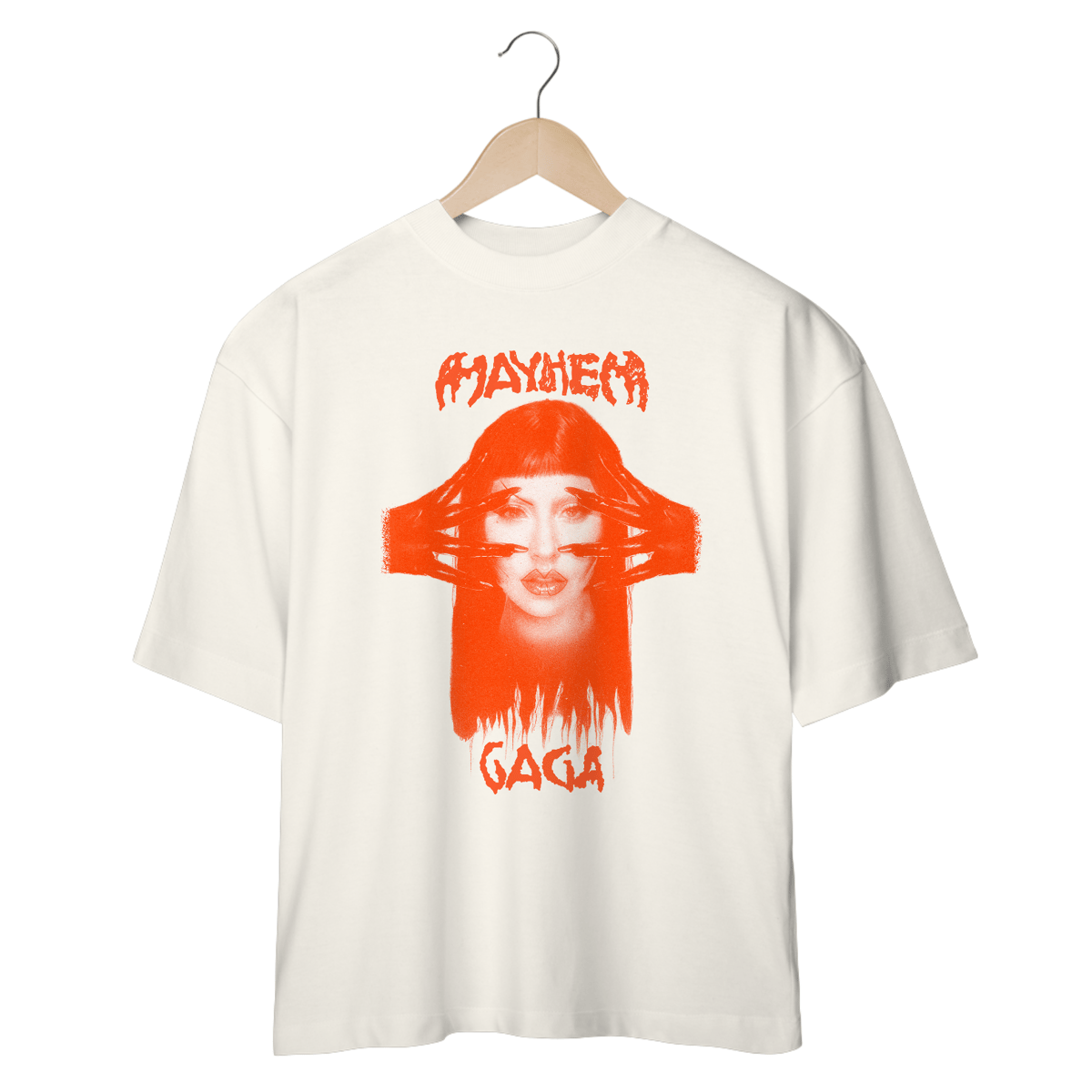 Nome do produto: Camiseta Oversized Lady Gaga - Mayhem - Orange Gloves