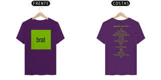 Nome do produto Camiseta Frente e Costas Charli XCX - Brat + Tracklist