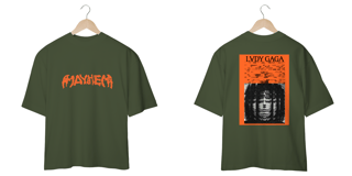 Nome do produto Camiseta Oversized Frente e Verso Lady Gaga - Mayhem + Halftone Orange