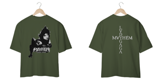 Nome do produto Camiseta Oversized Frente e Verso Lady Gaga - Mayhem Sticker + Cross