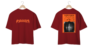 Nome do produto Camiseta Oversized Frente e Verso Lady Gaga - Mayhem + Halftone Orange