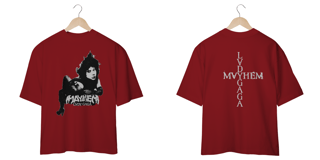 Nome do produto Camiseta Oversized Frente e Verso Lady Gaga - Mayhem Sticker + Cross