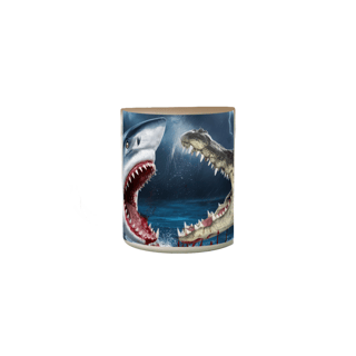 Nome do produto Caneca Mágica - Tubarão X Crocodilo