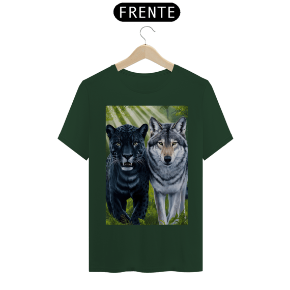 Onça Pintada Preta ou Pantera e Lobo Cinzento