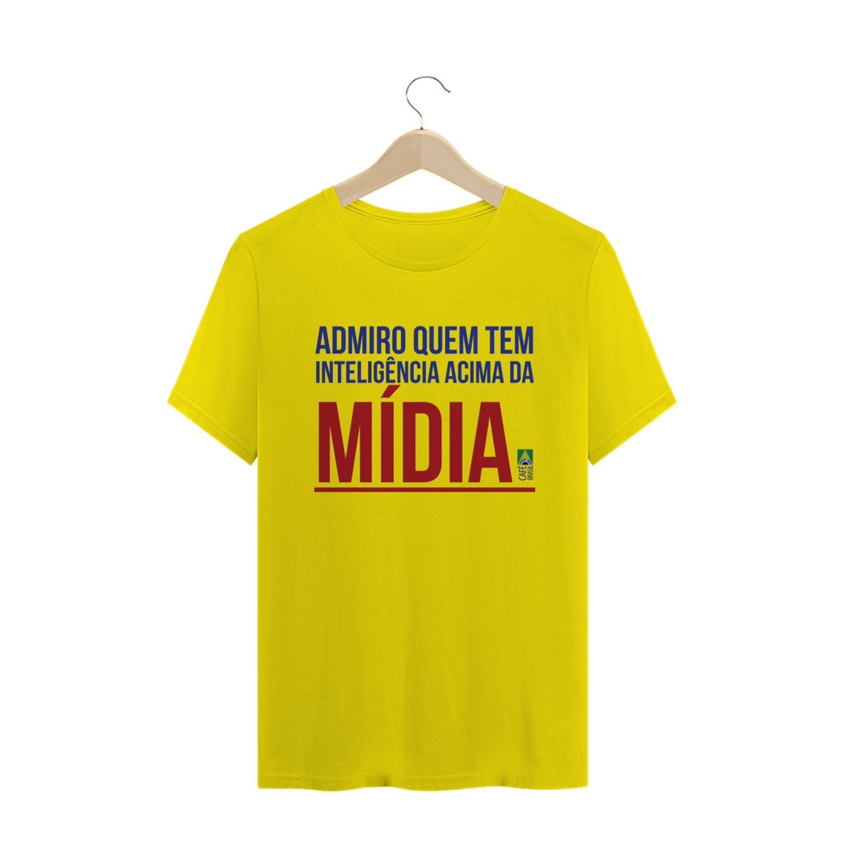 Nome do produto: camiseta frase mídia (amarela)