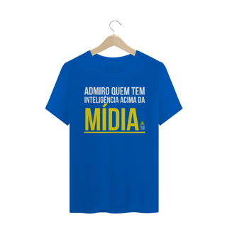 camiseta frase mídia (azul)