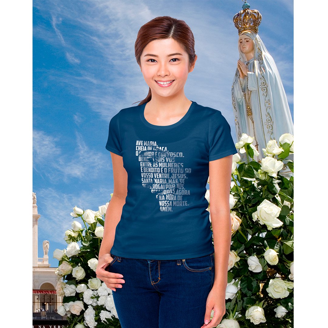 Camiseta Nossa Senhora de Fátima - oração da Ave Maria