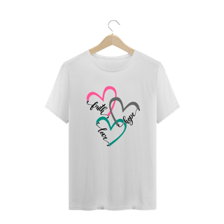 Nome do produto Camiseta plus size Fé - Esperança - Amor