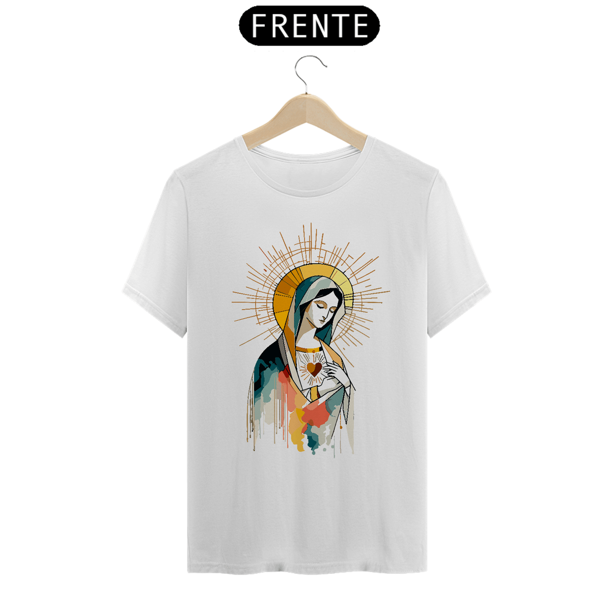 Nome do produto: Camiseta pintura de Nossa Senhora