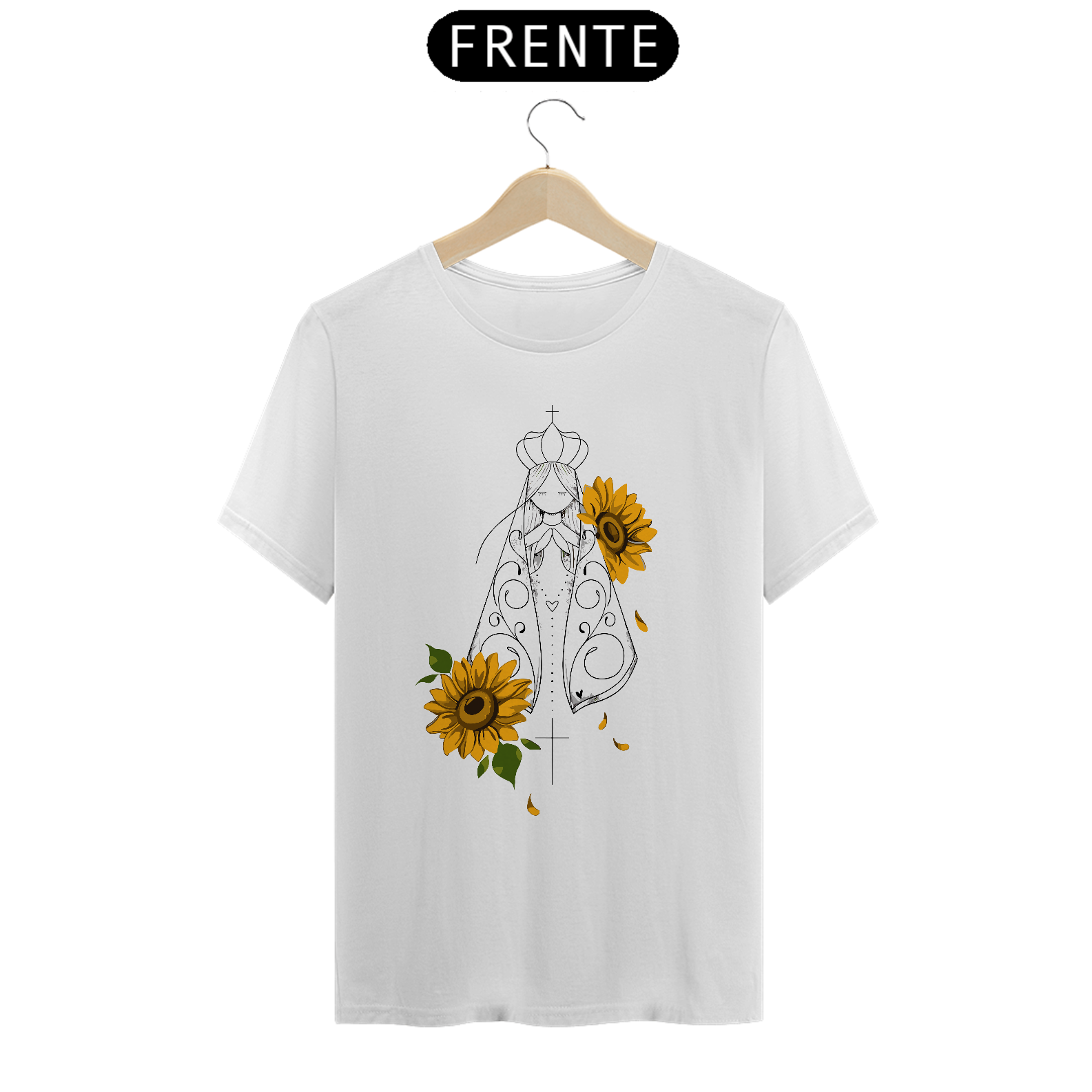 Camiseta Virgem Maria com flores