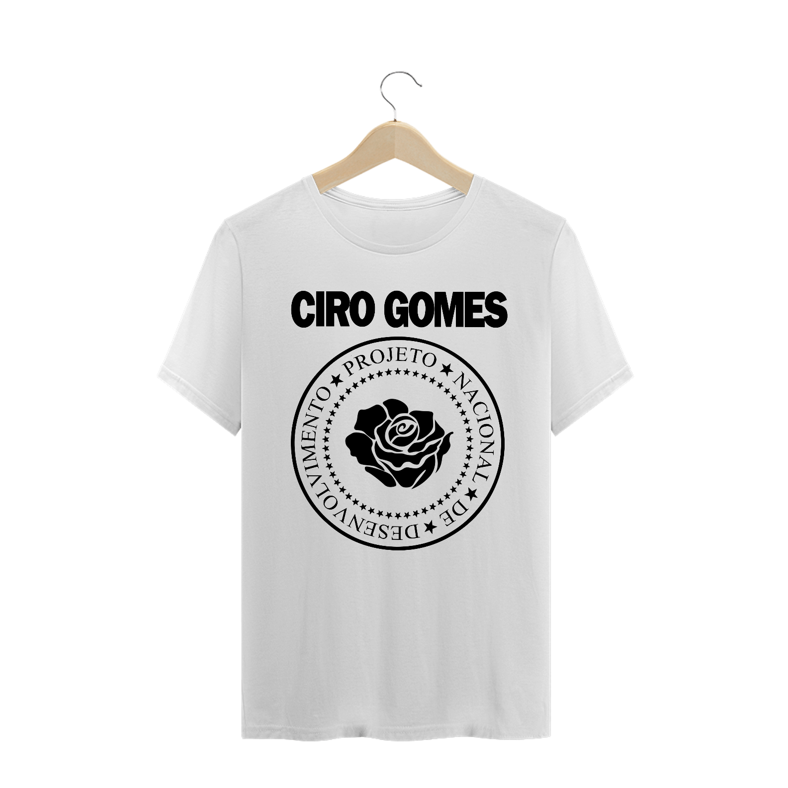 Camiseta Ciro Gomes (Ramones) Versão Rosa - Branca