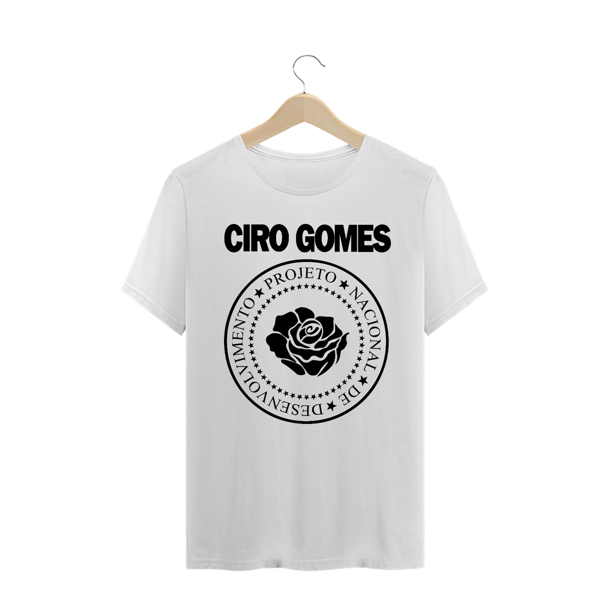 Nome do produto: Camiseta Ciro Gomes (Ramones) Versão Rosa - Branca