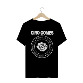 Nome do produto  Camiseta Ciro Gomes (Ramones) Versão Rosa - Preta 
