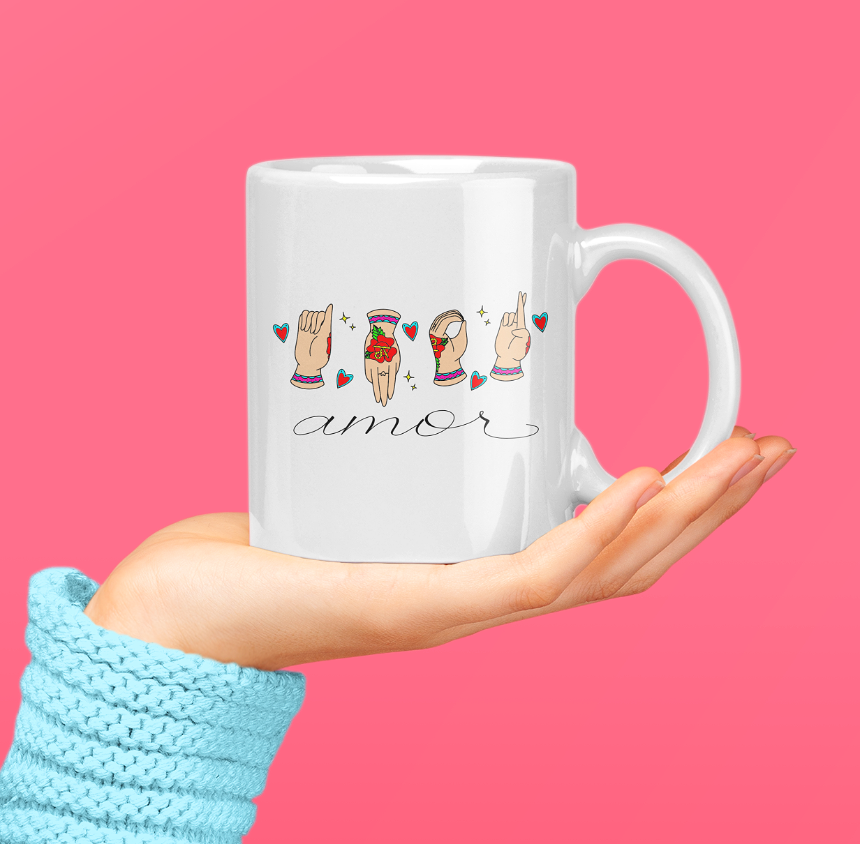 Caneca datilologia amor Libras 