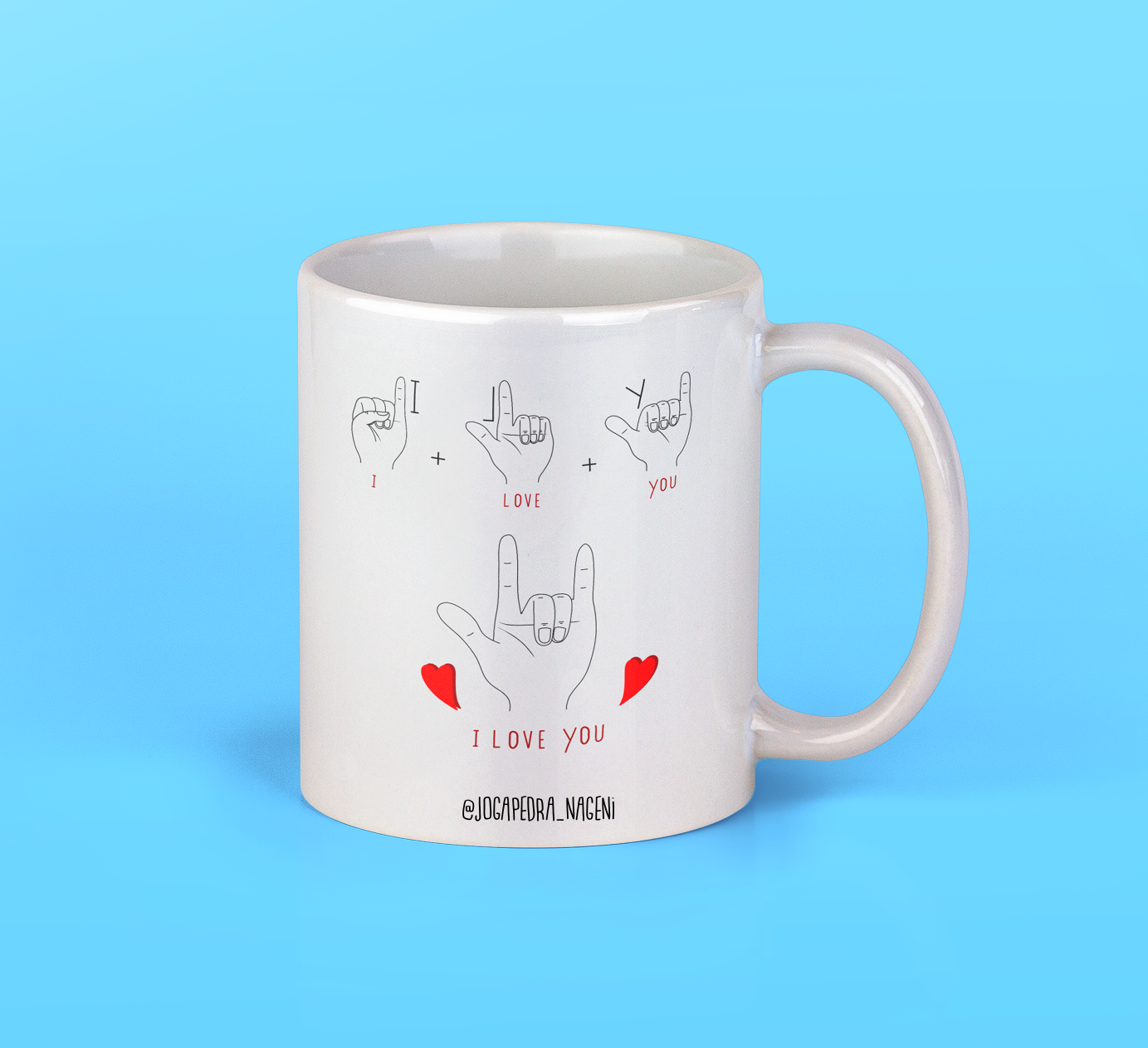 Caneca eu te amo em libras 