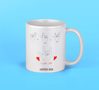 Caneca eu te amo em libras 