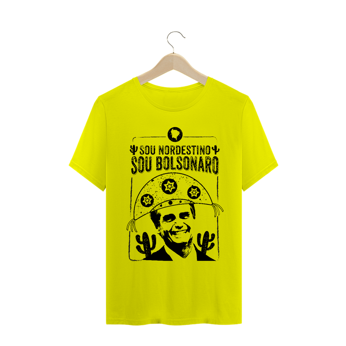 Nome do produto: Camisa Masculina Sou Nordestino, Sou Bolsonaro Amarelo - Um Patriota 