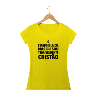 Nome do produtoCamisa Feminina - Terrivelmente Cristão - Um Patriota