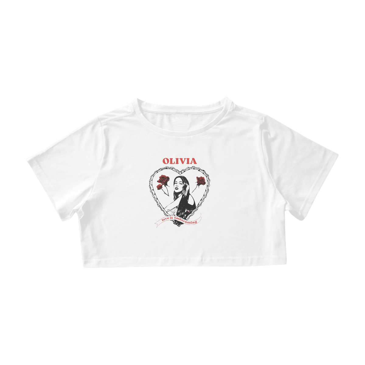 Nome do produto: CROPPED - LOVE IS EMBARASSING | OLIVIA RODRIGO