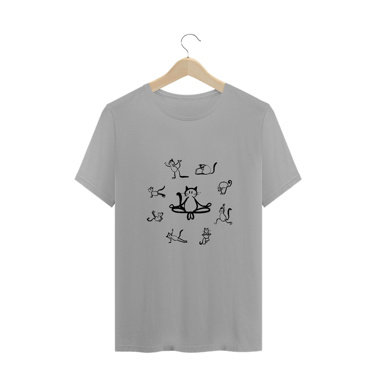 Nome do produto: Gatos Yoga (Camiseta versão cinza)