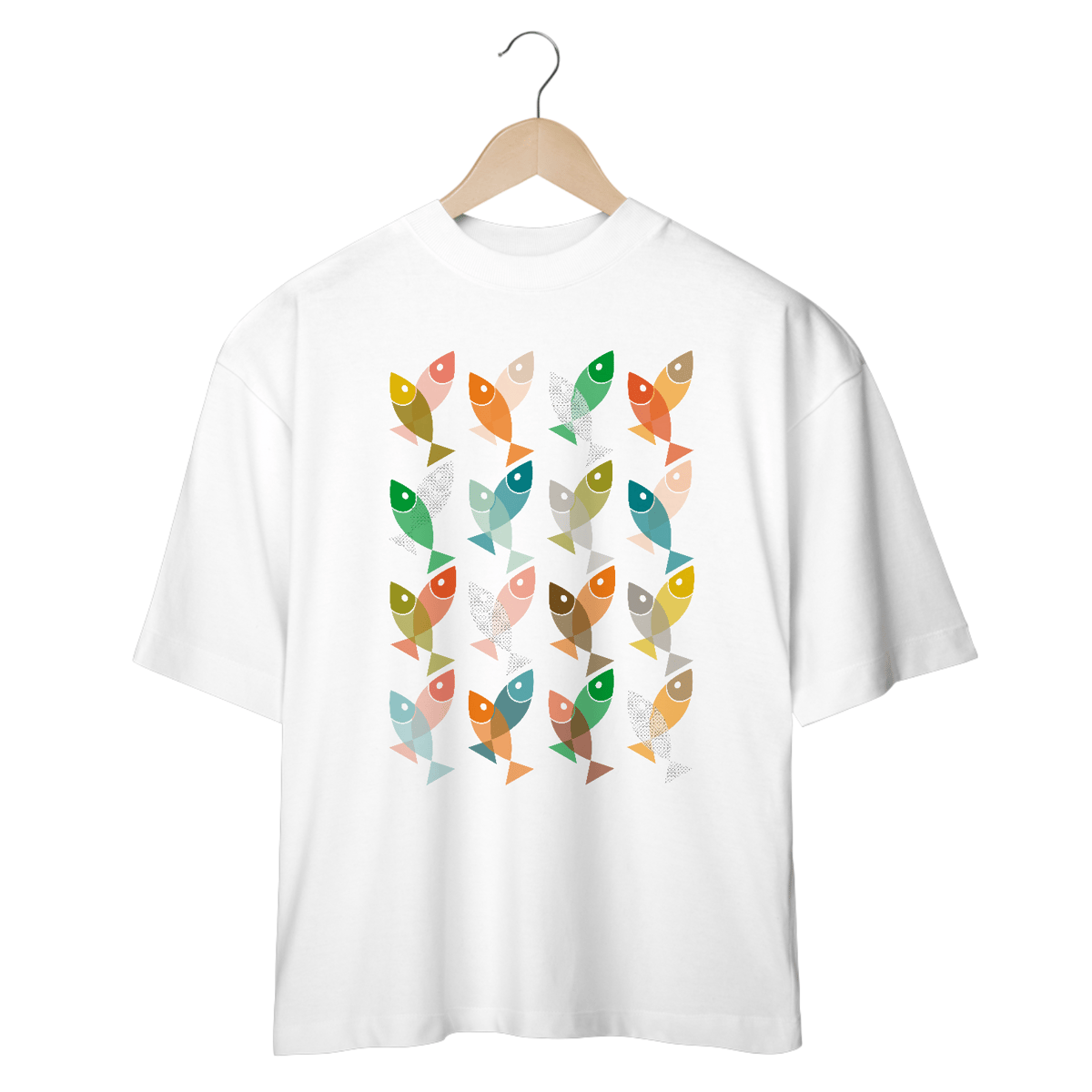 Nome do produto: OVERSIZE - PEIXES COLORIDOS 