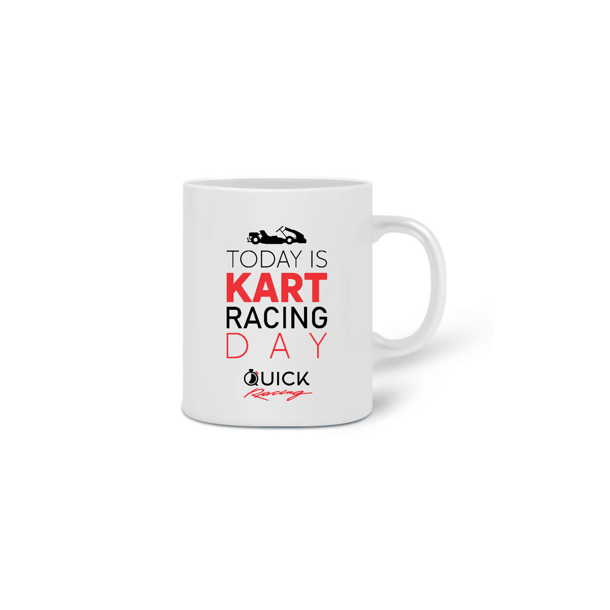 Nome do produto: Caneca cerâmica branca 320ml Quick Racing | Today is Kart Racing Day
