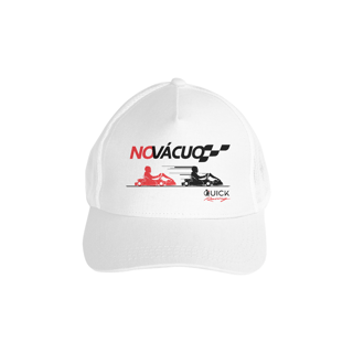Nome do produto Boné Americano Quick Racing, aba curva, fecho em tira regulável em pinos e Tamanho único