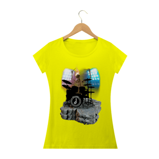 Nome do produtoBaby Look Drummer Skull - branca, vermelha, amarela.