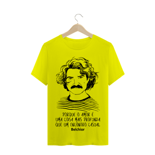 Nome do produtoCamiseta Masculina Belchior Frase: porque o amor é uma coisa mais profunda que um encontro casual