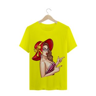 Nome do produtoCamiseta mulher chapéu vermelho 60s