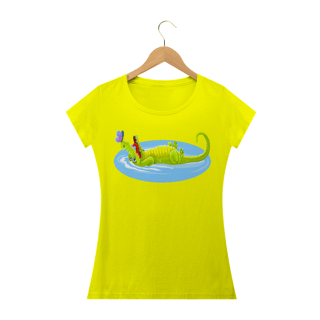 Nome do produto Camiseta Baby Long Quality Feminina Estampa Jacaré Relaxando na Água
