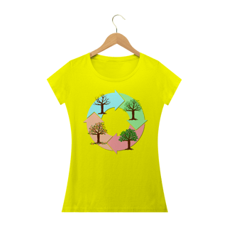 Nome do produto Camiseta Baby Long Quality Feminina Estampa Ciclo de vida das árvores