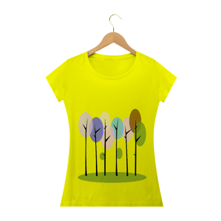 Nome do produto Camiseta Baby Long Quality Feminina Estampa Desenho Árvores Coloridas