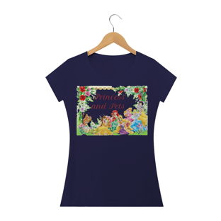 Nome do produtocamiseta feminina Princesas e seus Pets