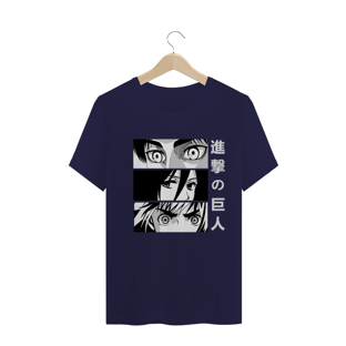 Nome do produtoT-Shirt Attack On Titan - Eren, Mikasa e Armin