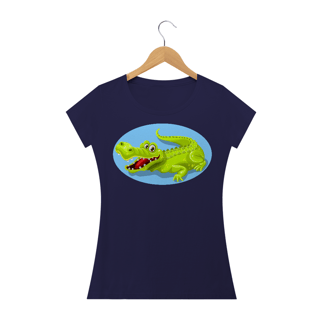Nome do produto Camiseta Baby Long Feminina Quality Estampa Jacaré Sorrindo