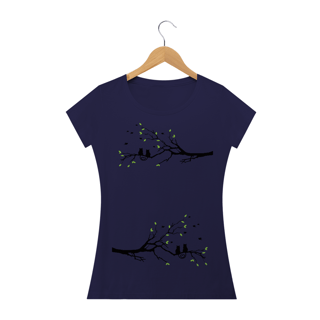Nome do produto Camiseta Baby Long Quality Estampa Velha de Casal de Gatos no Galho