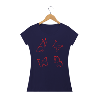 Nome do produto Camiseta Baby Long Quality Estampa Desenho com 4 Borboletas