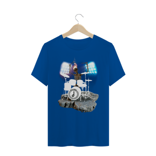 Nome do produto Camiseta Drummer Skull - preta, azul royal.