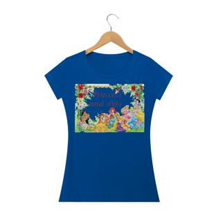 Nome do produtocamiseta feminina Princesas e seus Pets