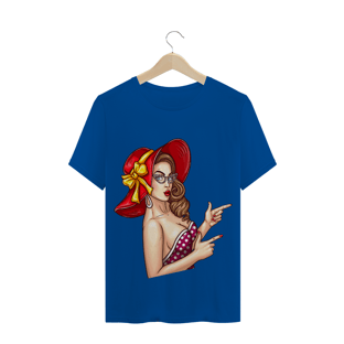 Nome do produtoCamiseta mulher chapéu vermelho 60s
