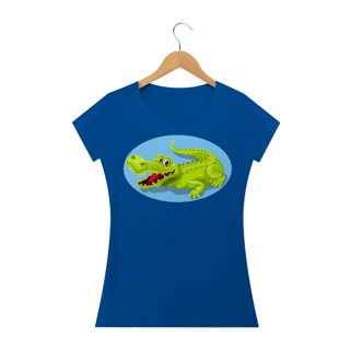Nome do produto Camiseta Baby Long Feminina Quality Estampa Jacaré Sorrindo
