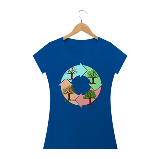 Nome do produto Camiseta Baby Long Quality Feminina Estampa Ciclo de vida das árvores