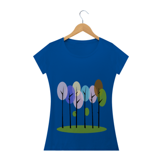 Nome do produto Camiseta Baby Long Quality Feminina Estampa Desenho Árvores Coloridas