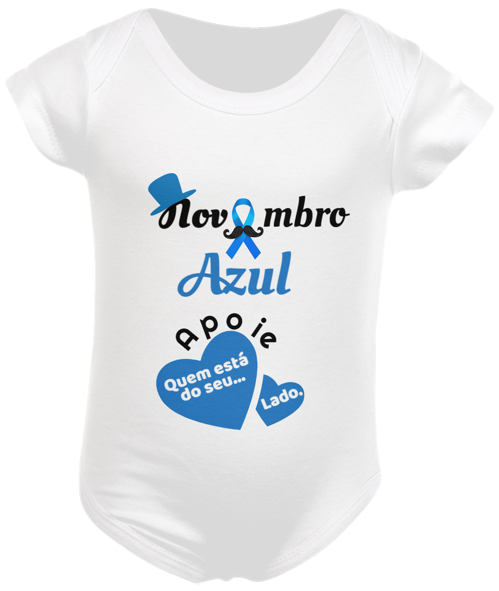 Nome do produto: Body Infantil Branco - Novembro Azul